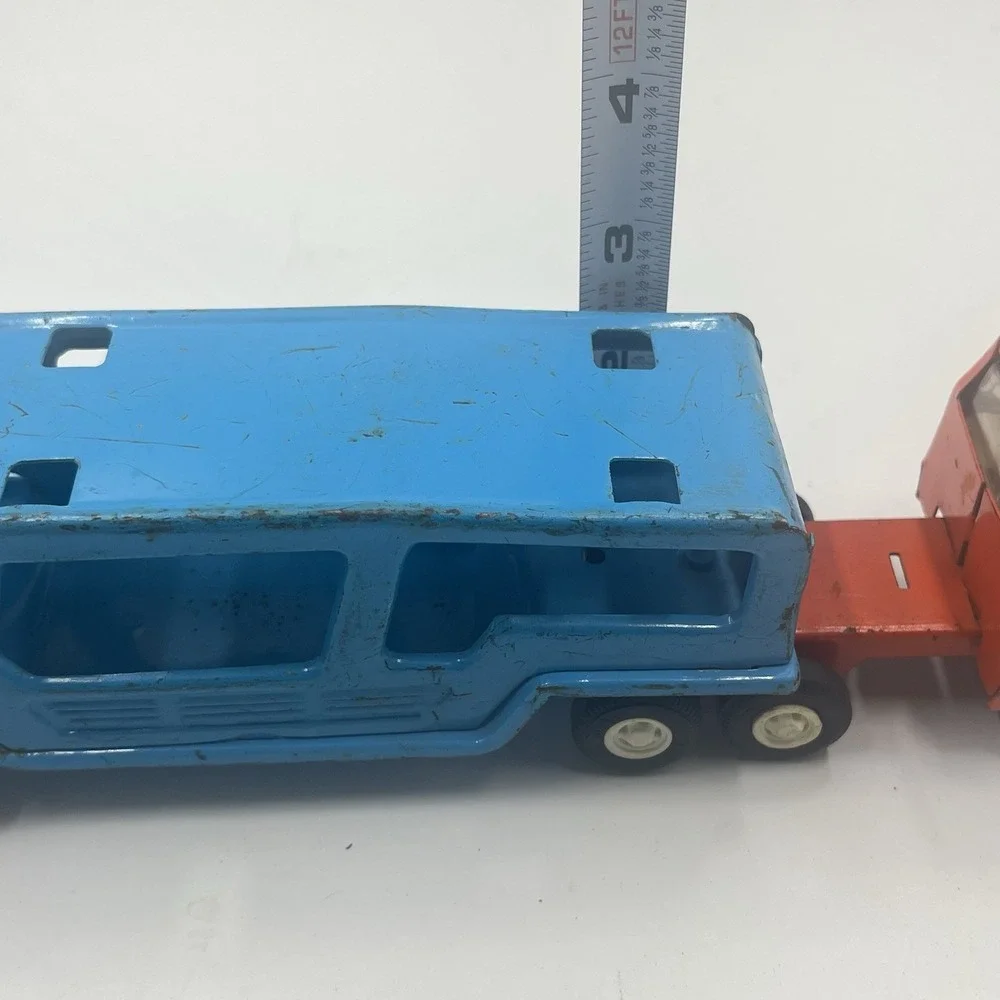 Vintage Buddy L‎ Blue Car Carrier Truck 10 1/2